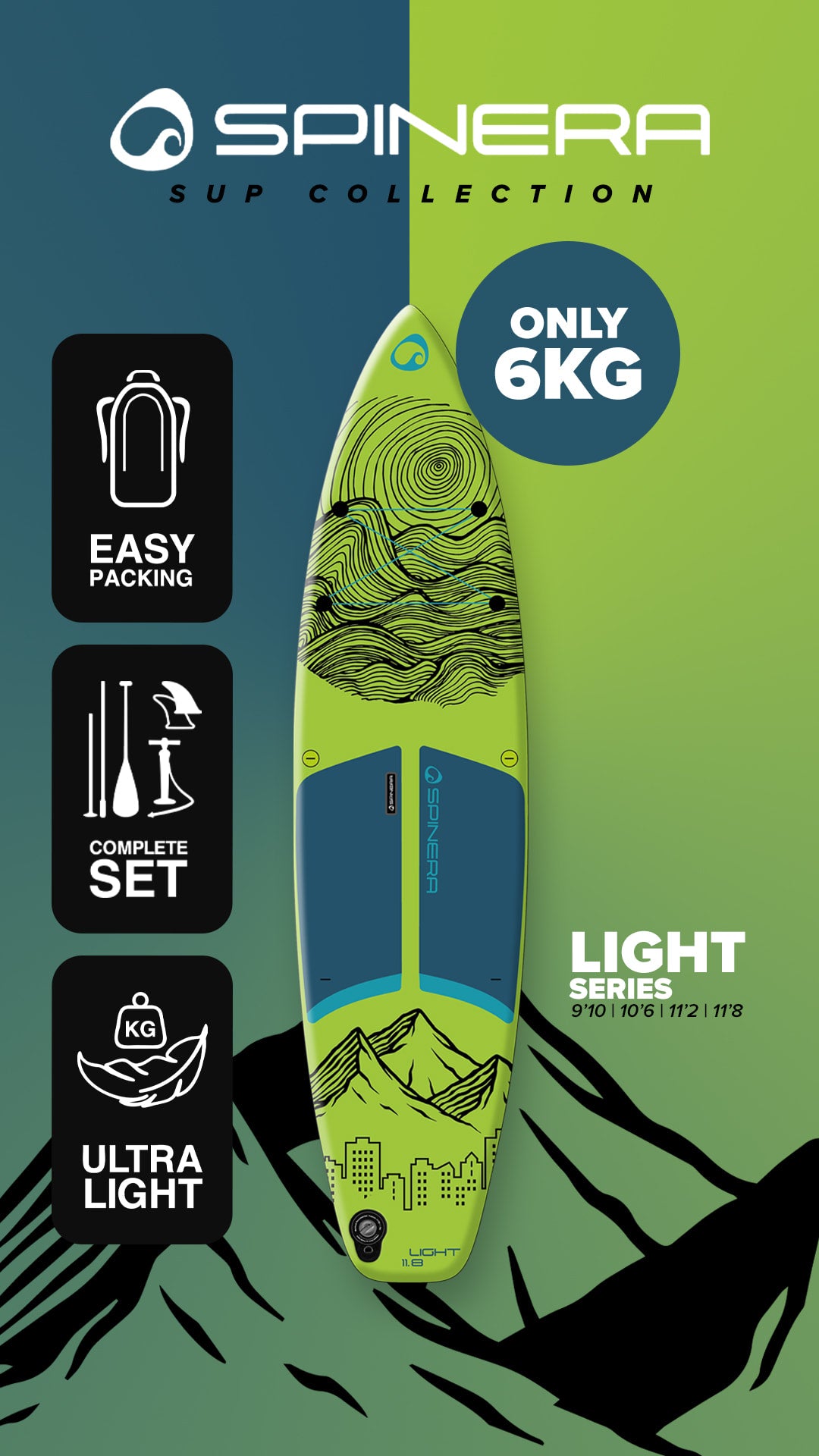 Spinera 10'6" Ultra light series SUP Package