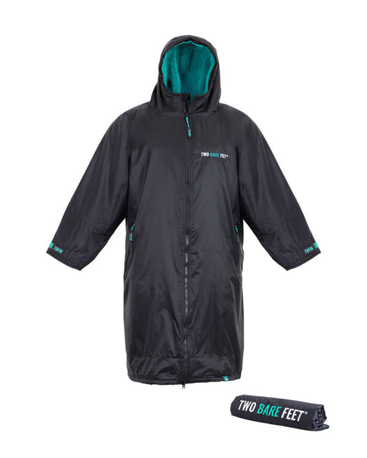 Two Bare Feet Weatherproof Changing Robe (Black/Teal) with Changing Mat