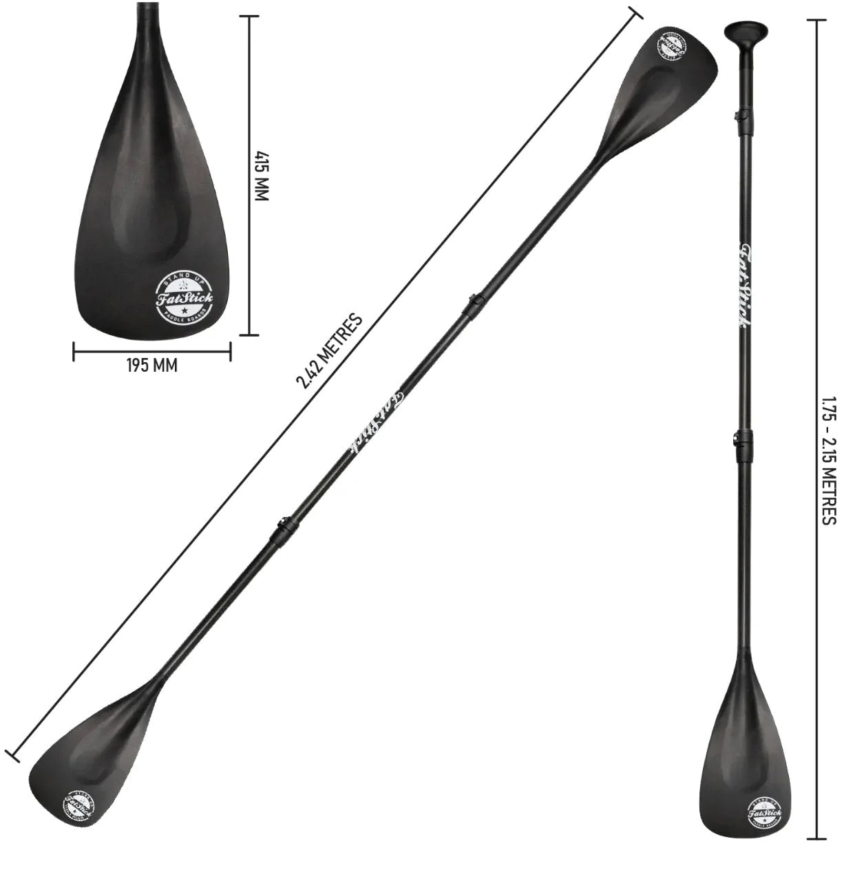 Fatstick 4 Piece Carbon Shaft SUP/Kayak Paddle